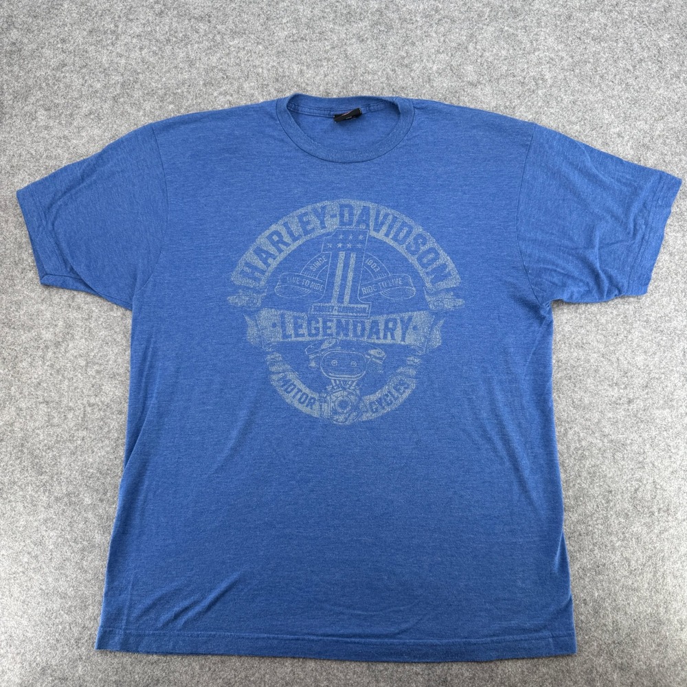 Harley-Davidson T-Shirt Mens XL Eagle's Nest Lathrop CA Blue Graphic EUC